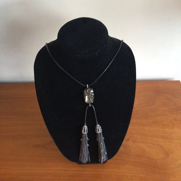 Alexis Bittar black and silver necklace with crystals and leather. - Picture 2 of 8